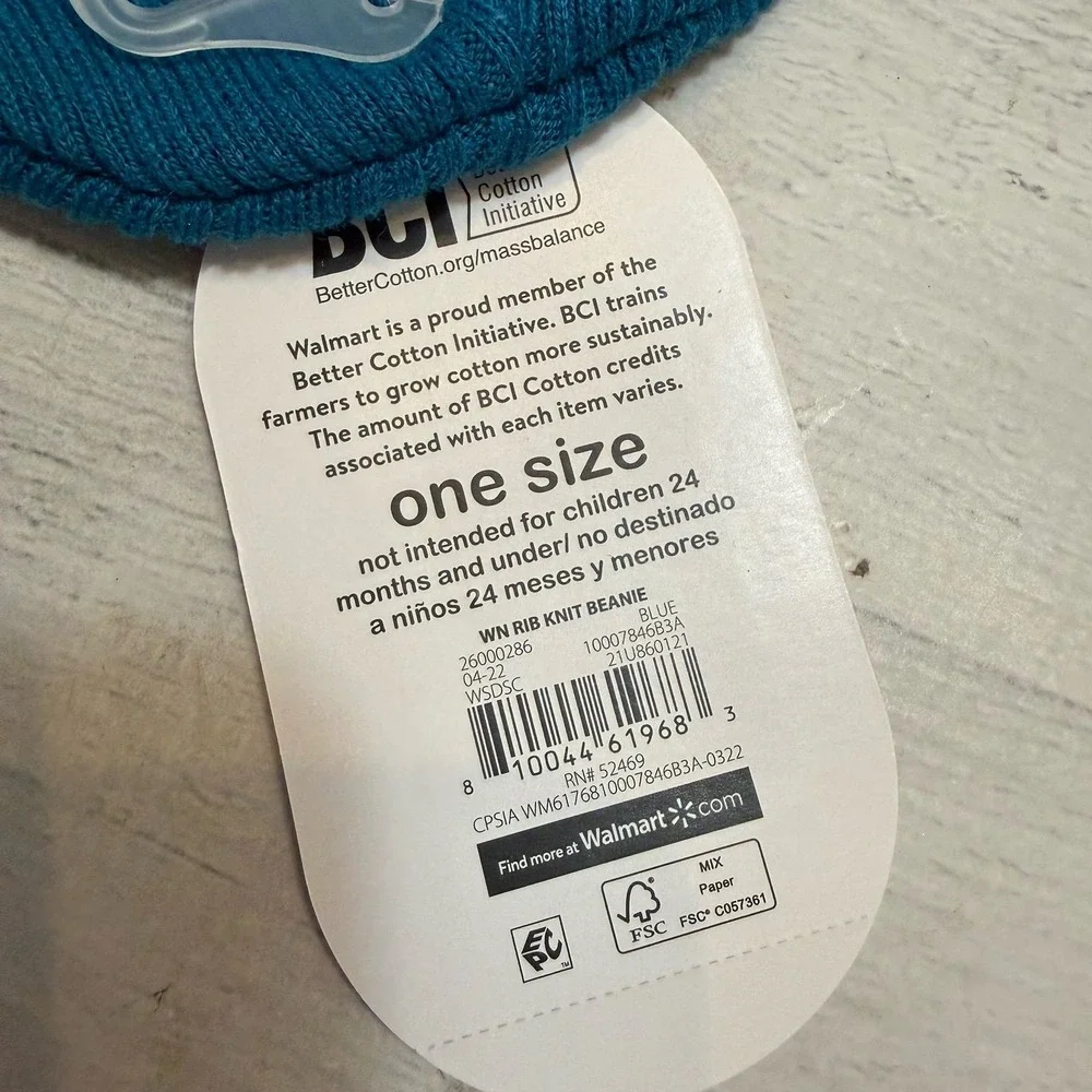 Wonder nation‎ toddler lightweight ribbed beanie hat teal and beige NEW